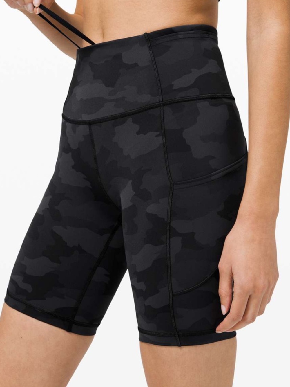 LULULEMON Black Camouflage High-Waist biker Shorts 4